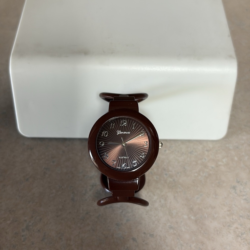 Geneva Platinum Women’s Watch Brown Bangle Bracelet Style